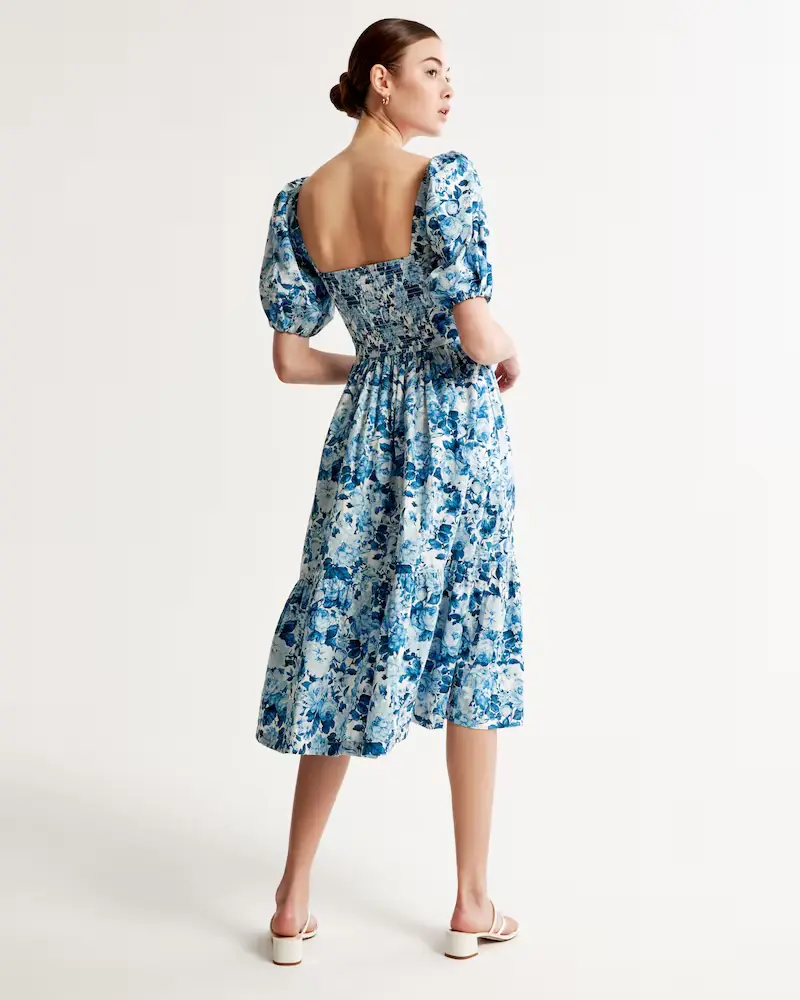floral dress with puff sleeves + what to wear to a communion as a guest
