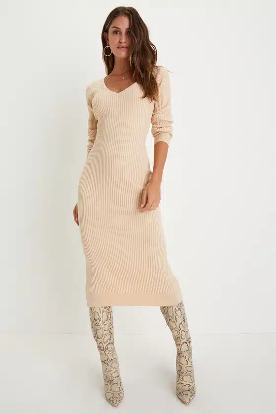 midi sweater dress outfit