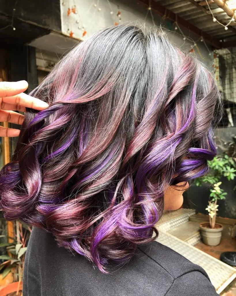 purple highlights on dark hair