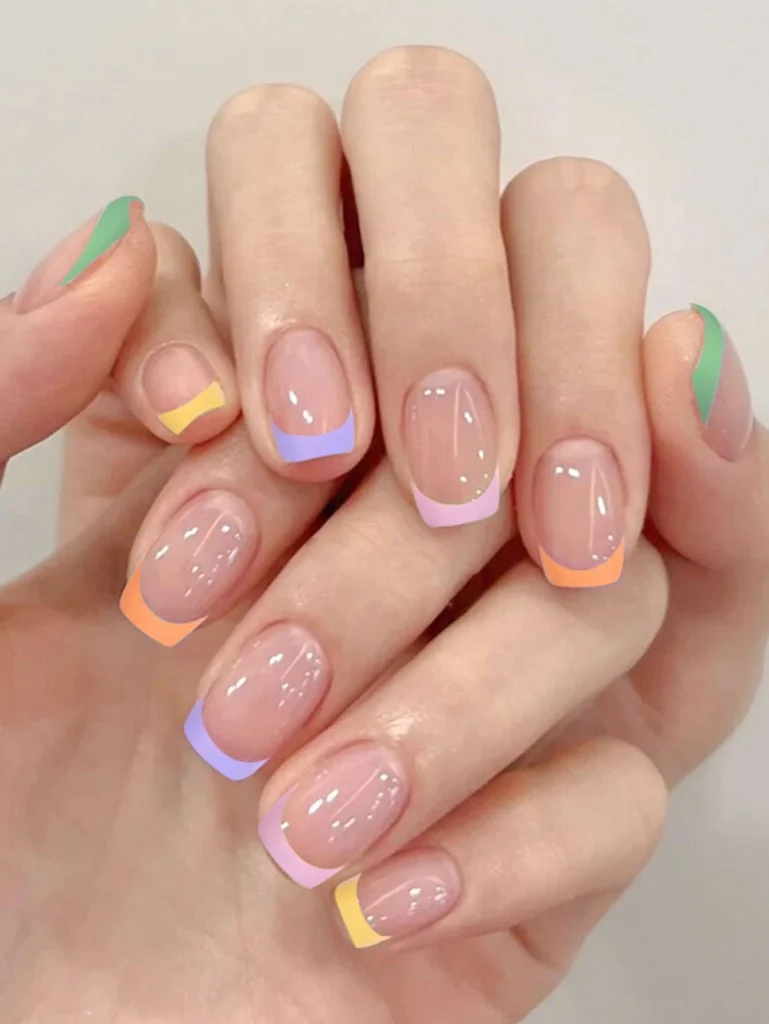 summer square nails designs with french manicure