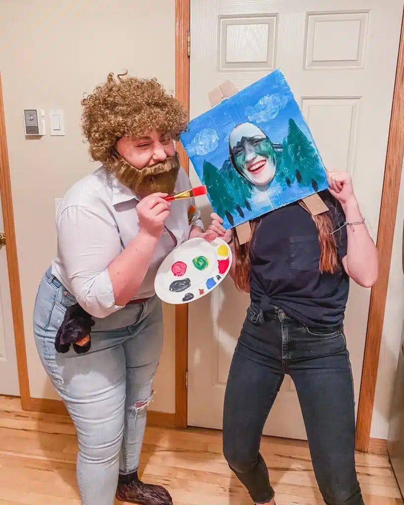 DIY couples costumes + Bob Ross and Tree Couples costumes