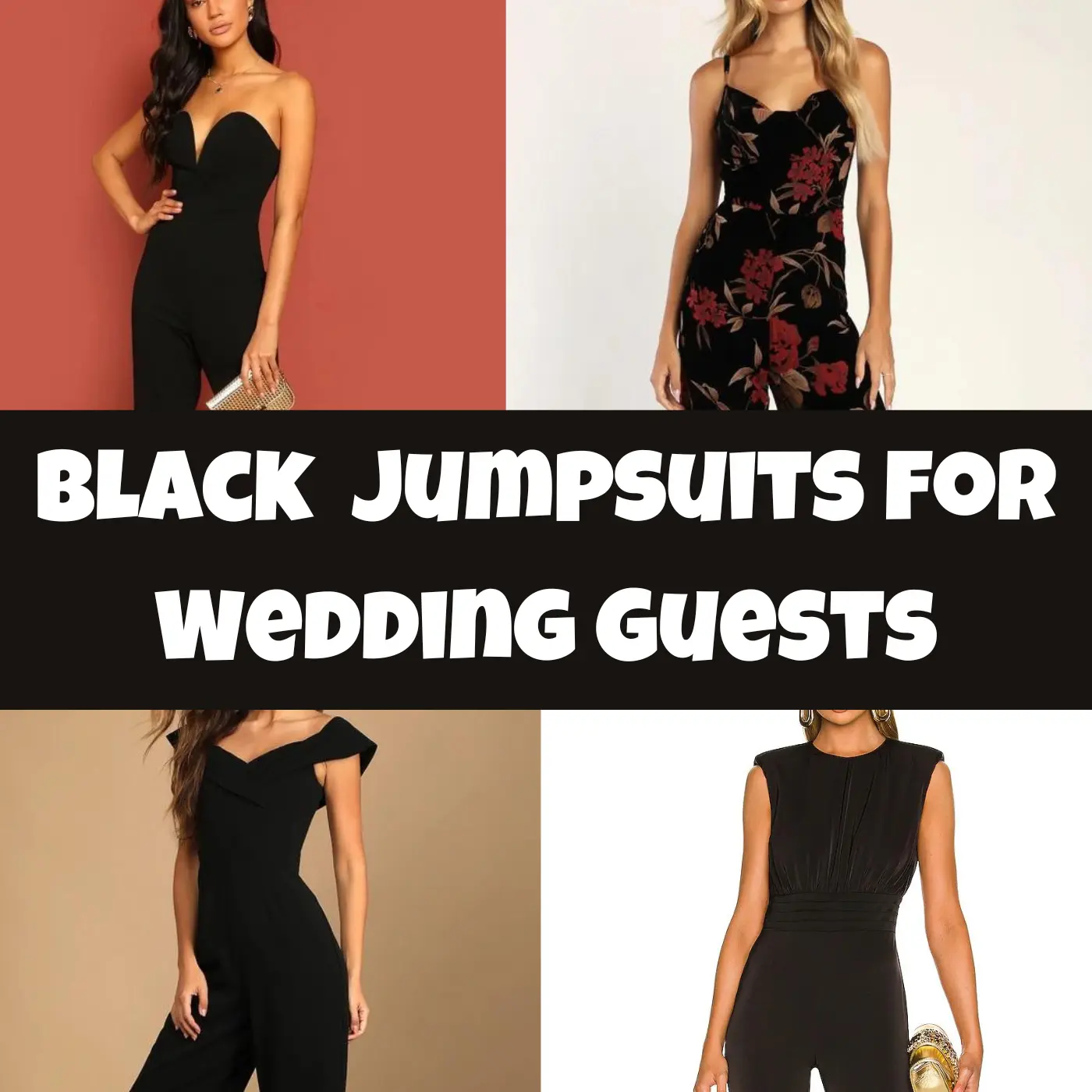black jumpsuits for wedding guest by Very Easy Makeup