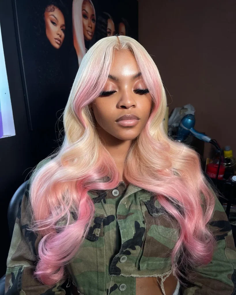 blonde and pink hair on black woman