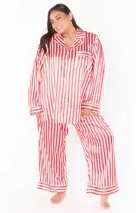 plus size Christmas pajamas with stripes