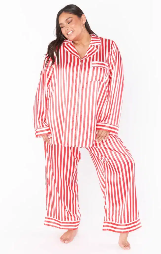 plus size Christmas pajamas with stripes