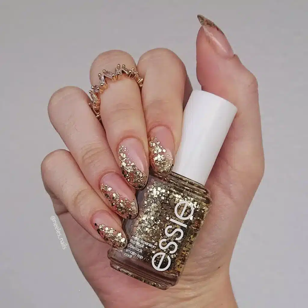 New Year's Eve Nails with gold glitter