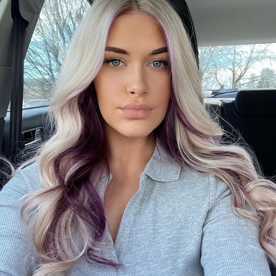 blonde and dark purple hair