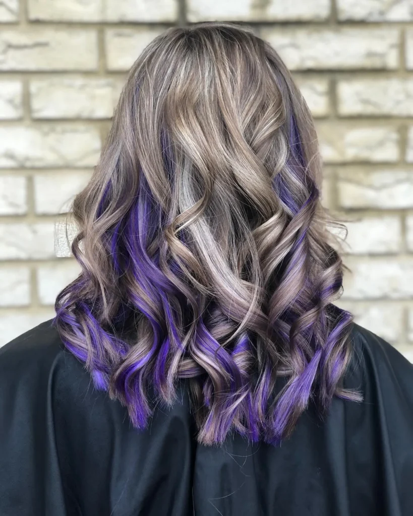 blonde and purple balayage