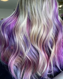 blonde and purple streaks