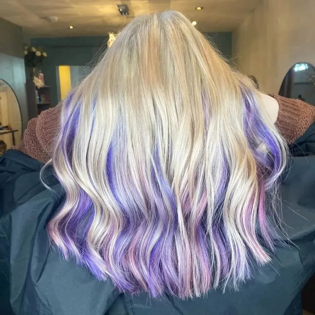 blonde hair with purple tips