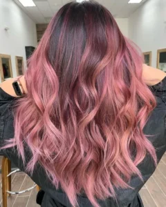 brown and pink hair