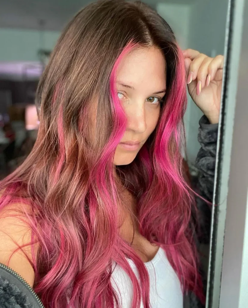 brown and pink hair