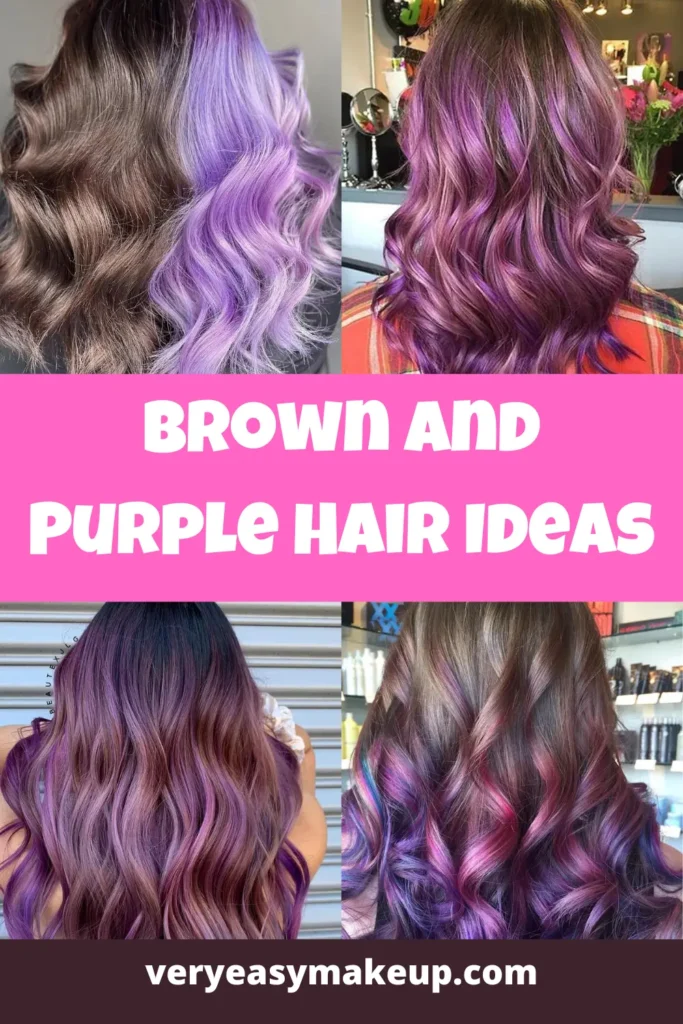 brown and purple hair ideas by Very Easy Makeup