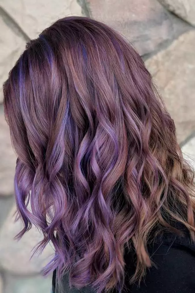 brown hair with purple highlights