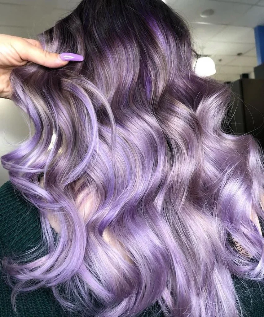 lilac and brown and grey hair