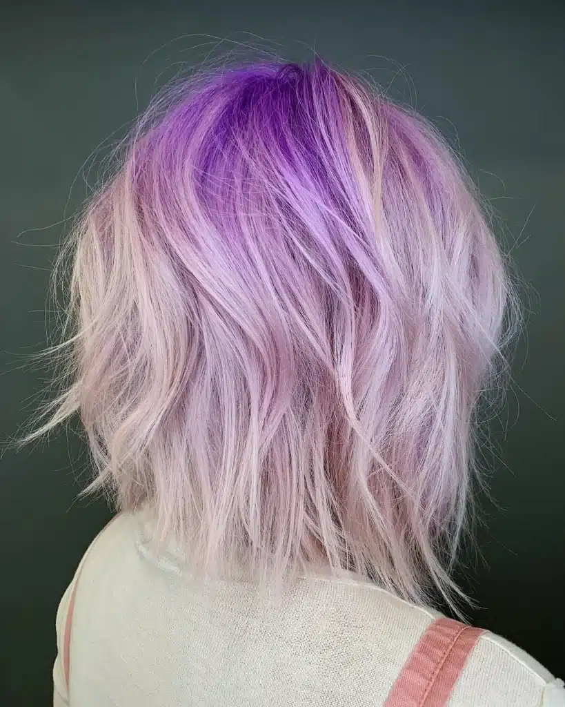 shoulder length blonde and purple hair