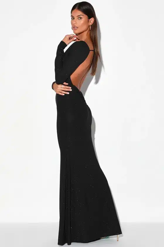 winter black tie wedding guest dress with sleeves