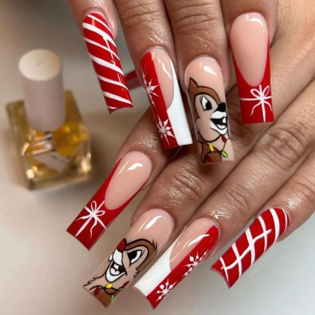 Disney Chip N Dale Christmas nails