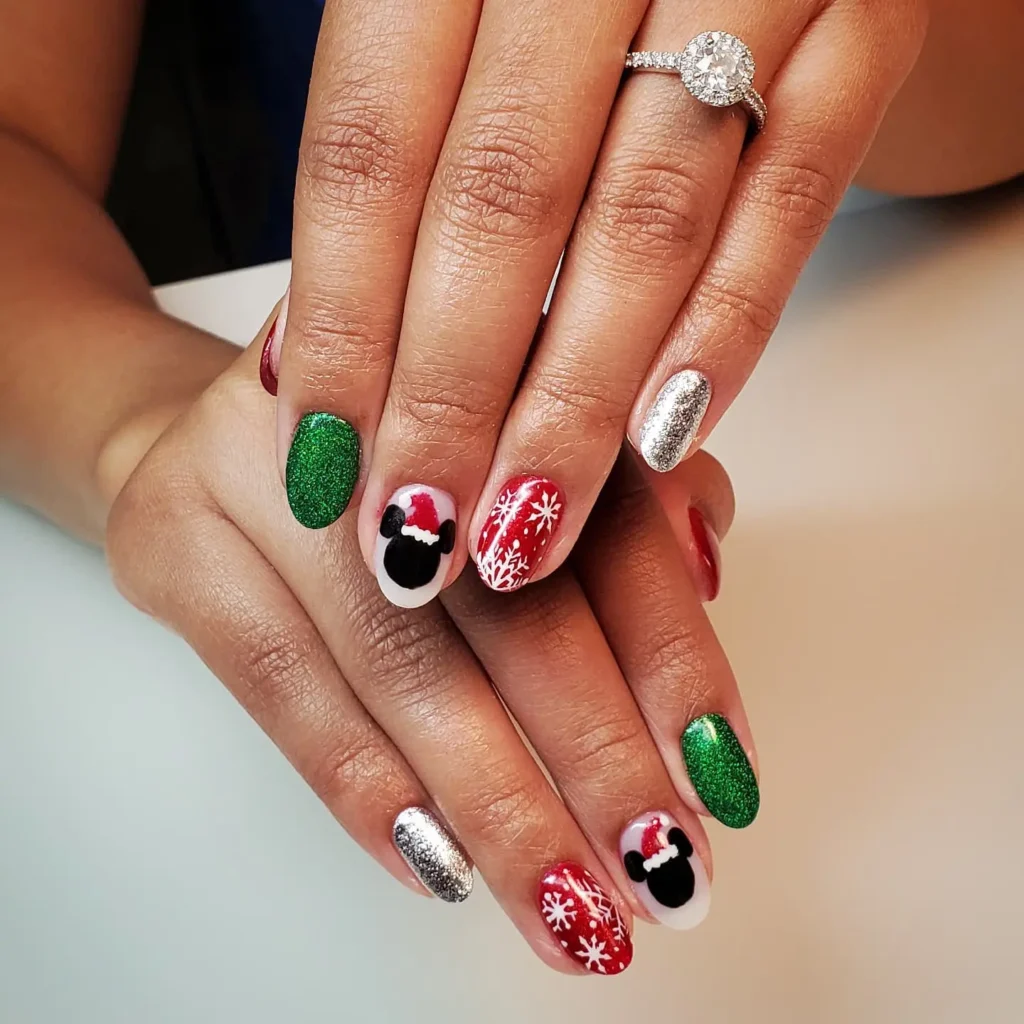 Disney Christmas nails with gel