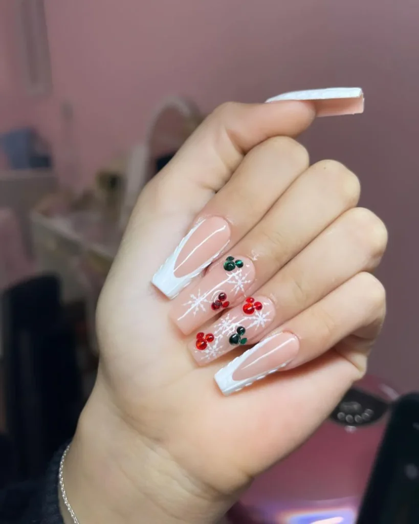 French Tip Disney Christmas nails