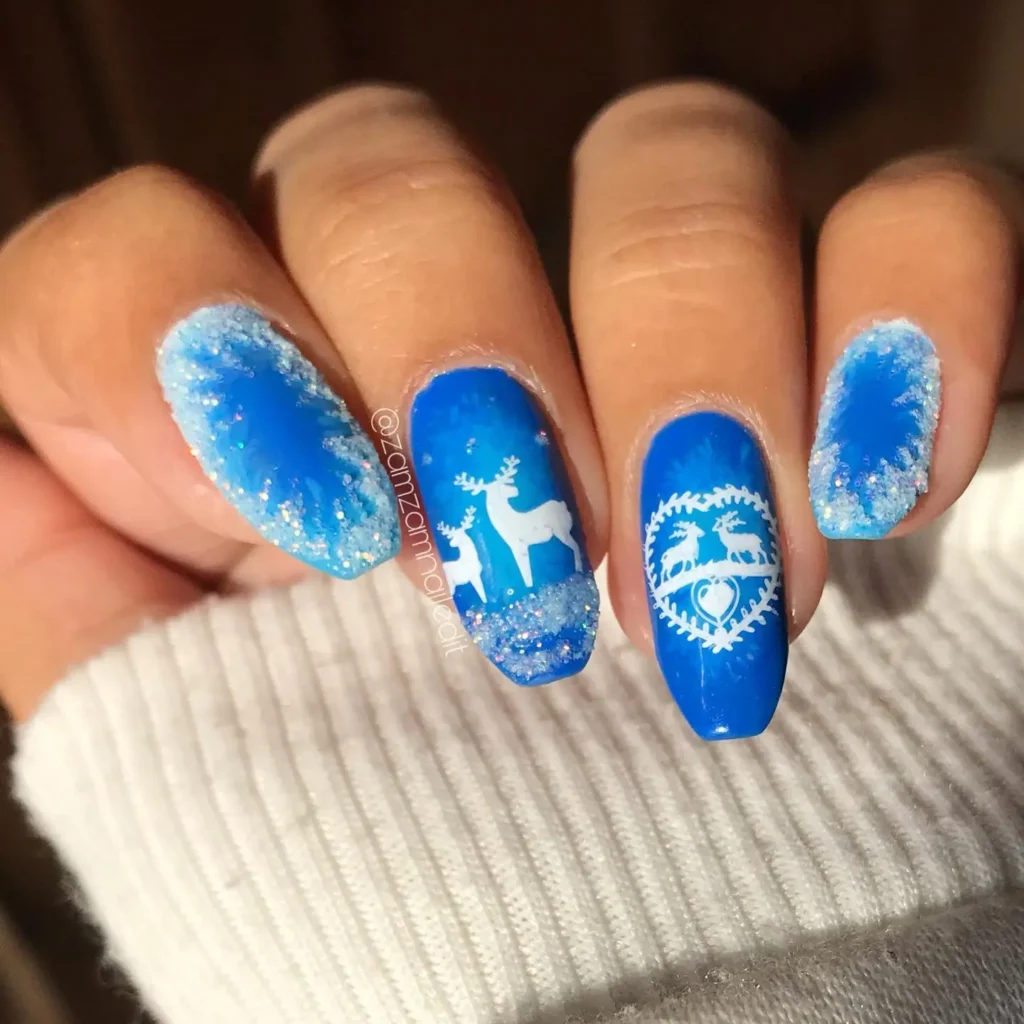 blue reindeer nails