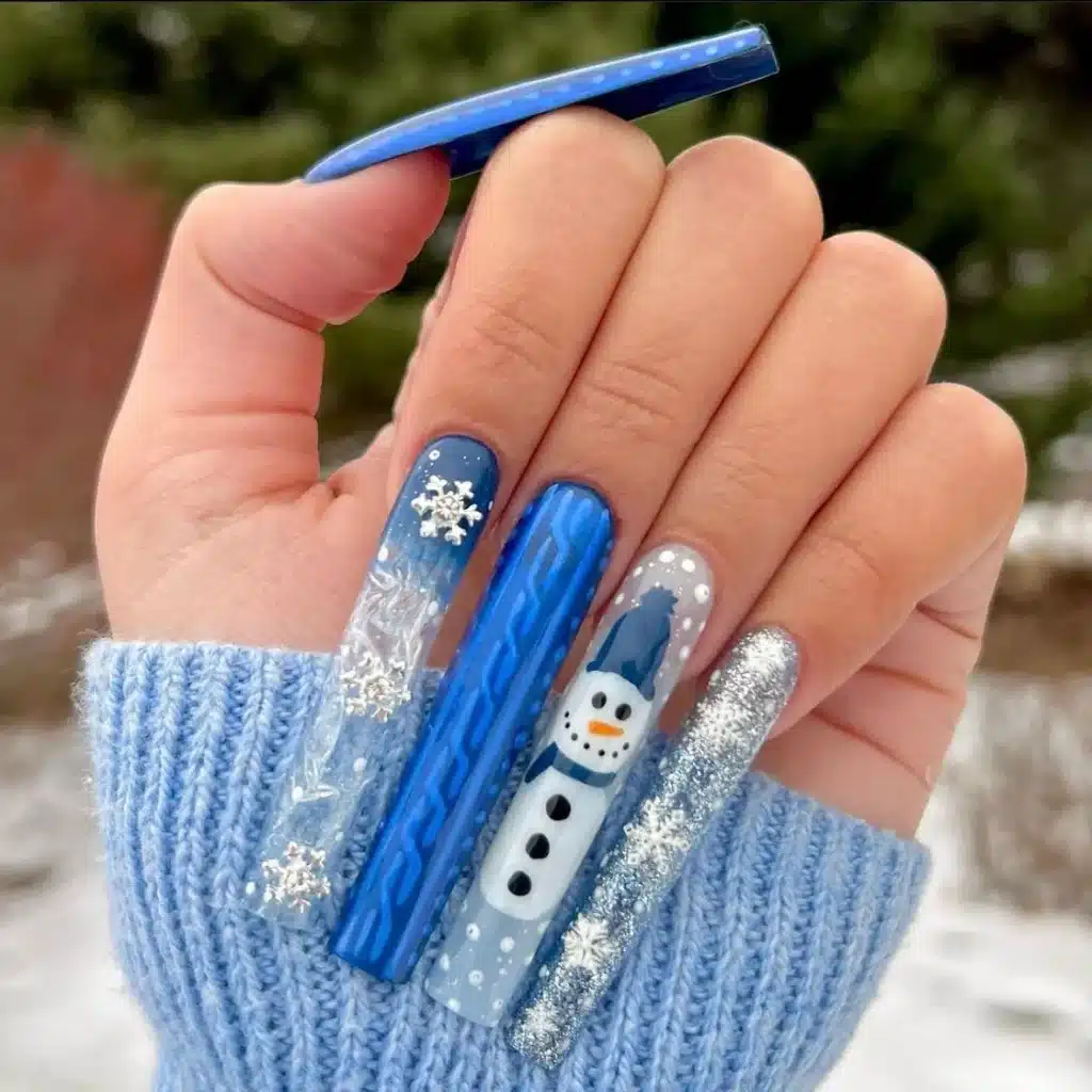 extra long snowman nails