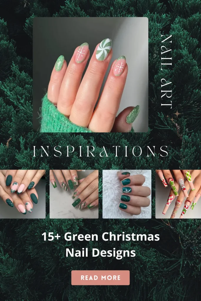 green Christmas nail designs by very Easy Makeup