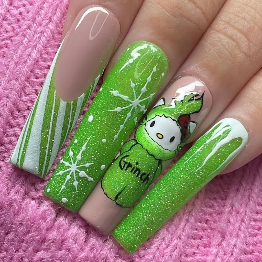 Grinch nail designs