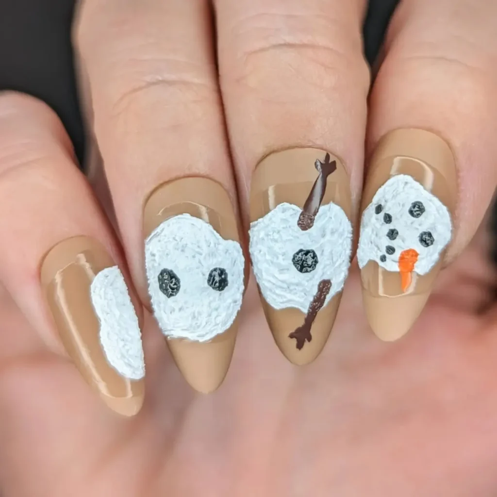 melting snowman nails