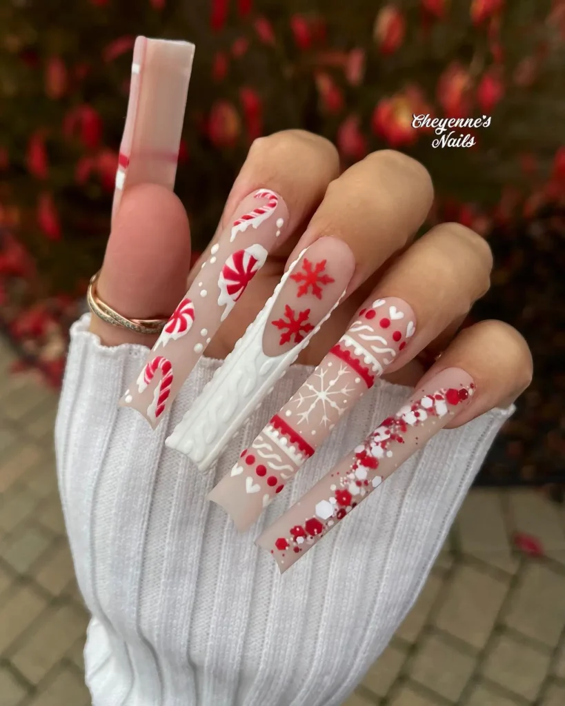 peppermint sweater long winter nails