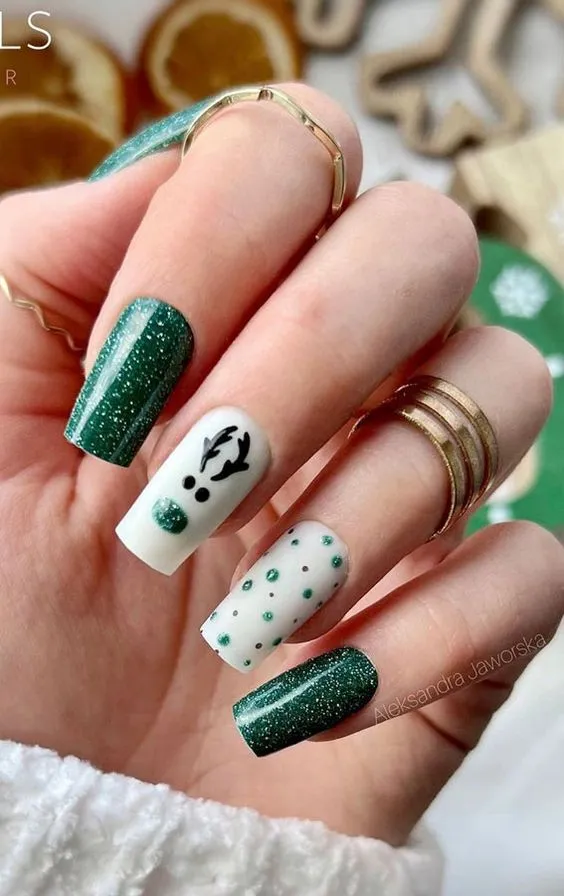 reindeer nails green and white