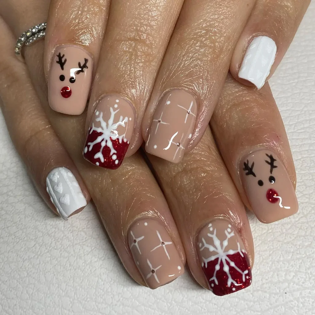 reindeer nails with hearts
