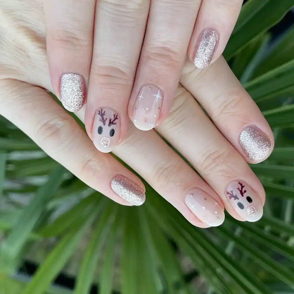 shimmery reindeer nails