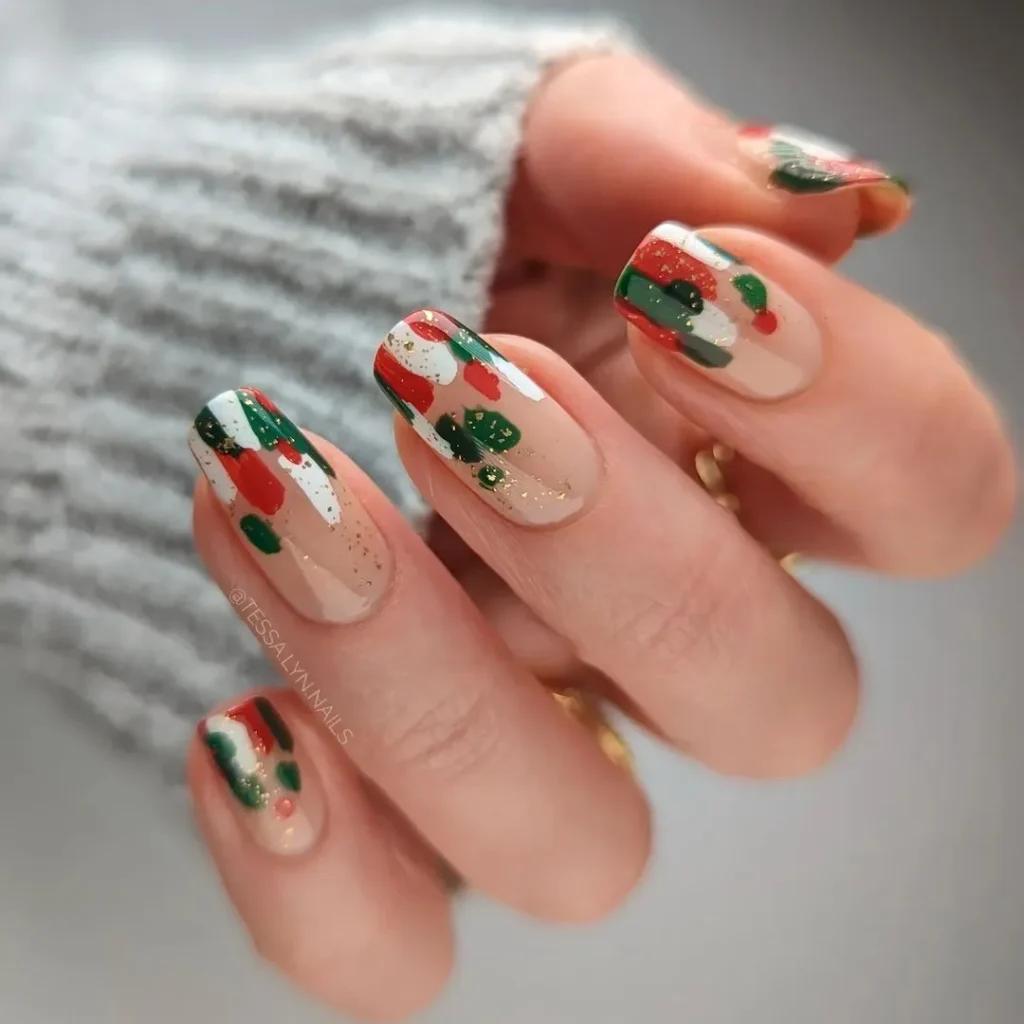 abstract Christmas nails