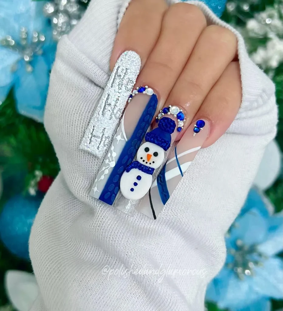 snowman nail designs long