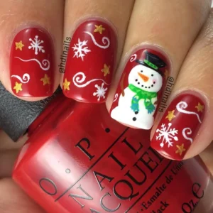 red snowman nail designs