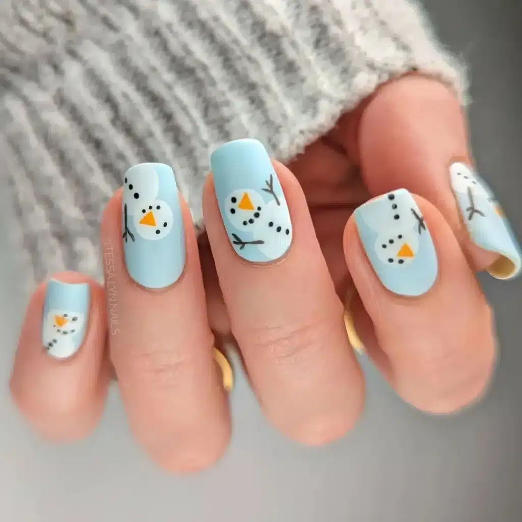 cute snowman nails