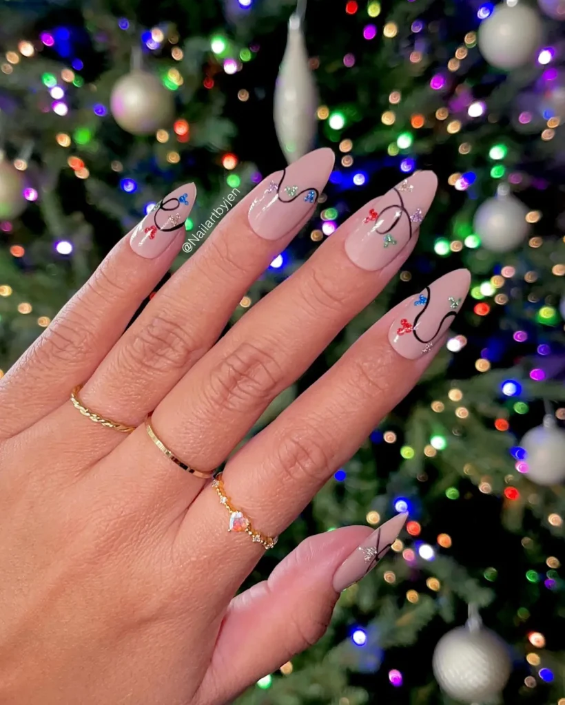 sparkly Disney Christmas nails