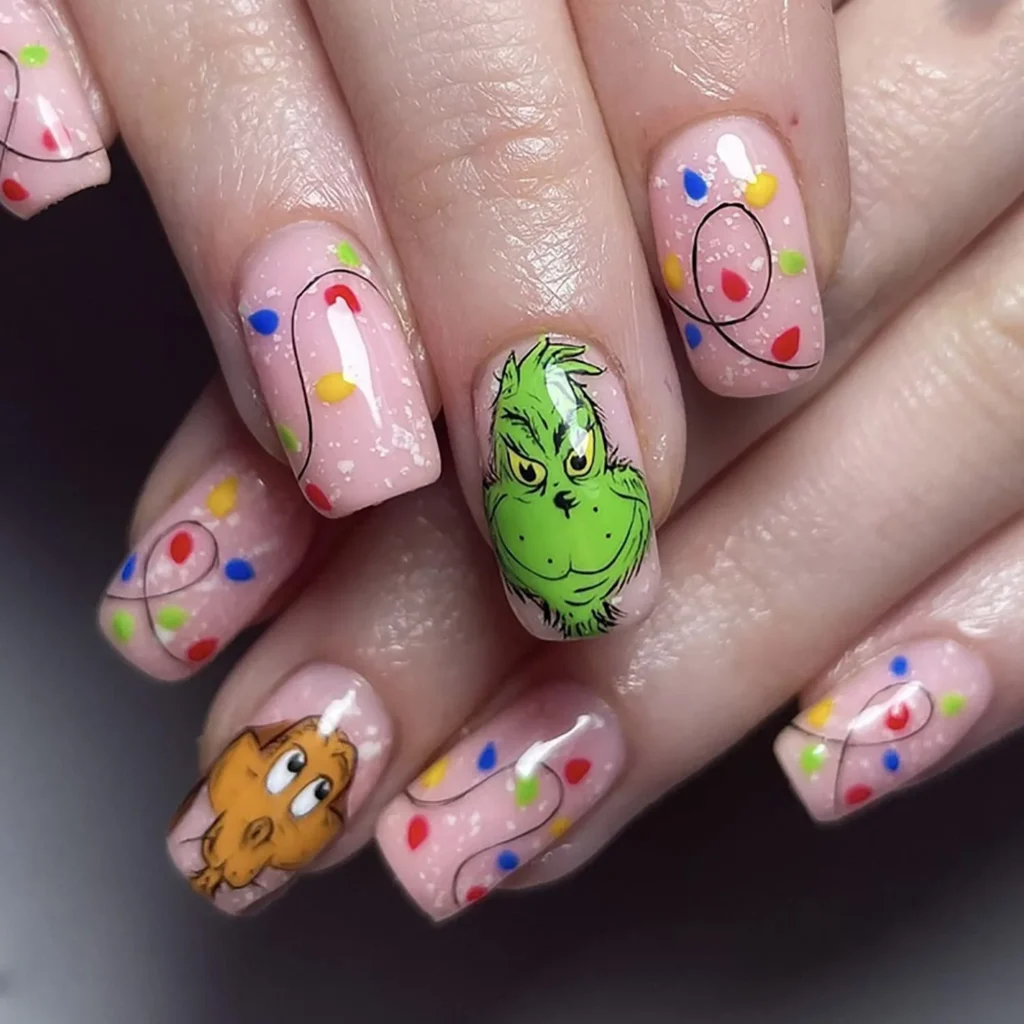 square Grinch nails