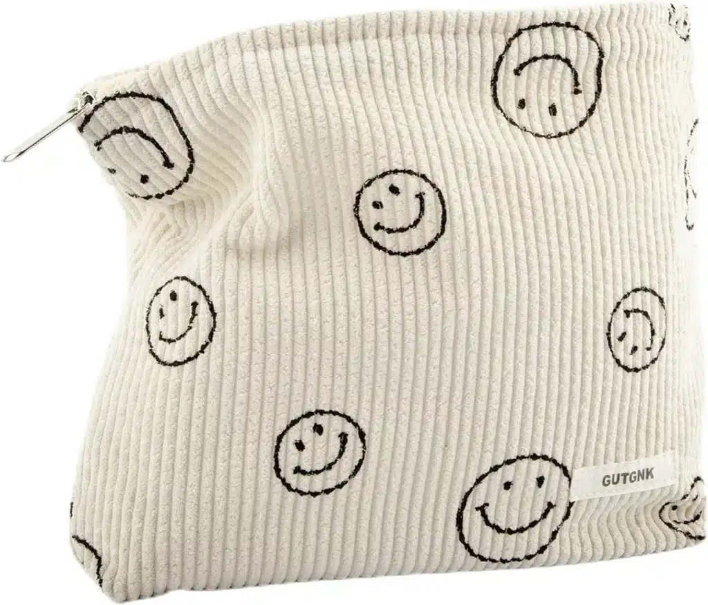 cute cosmetic bag with smiley face