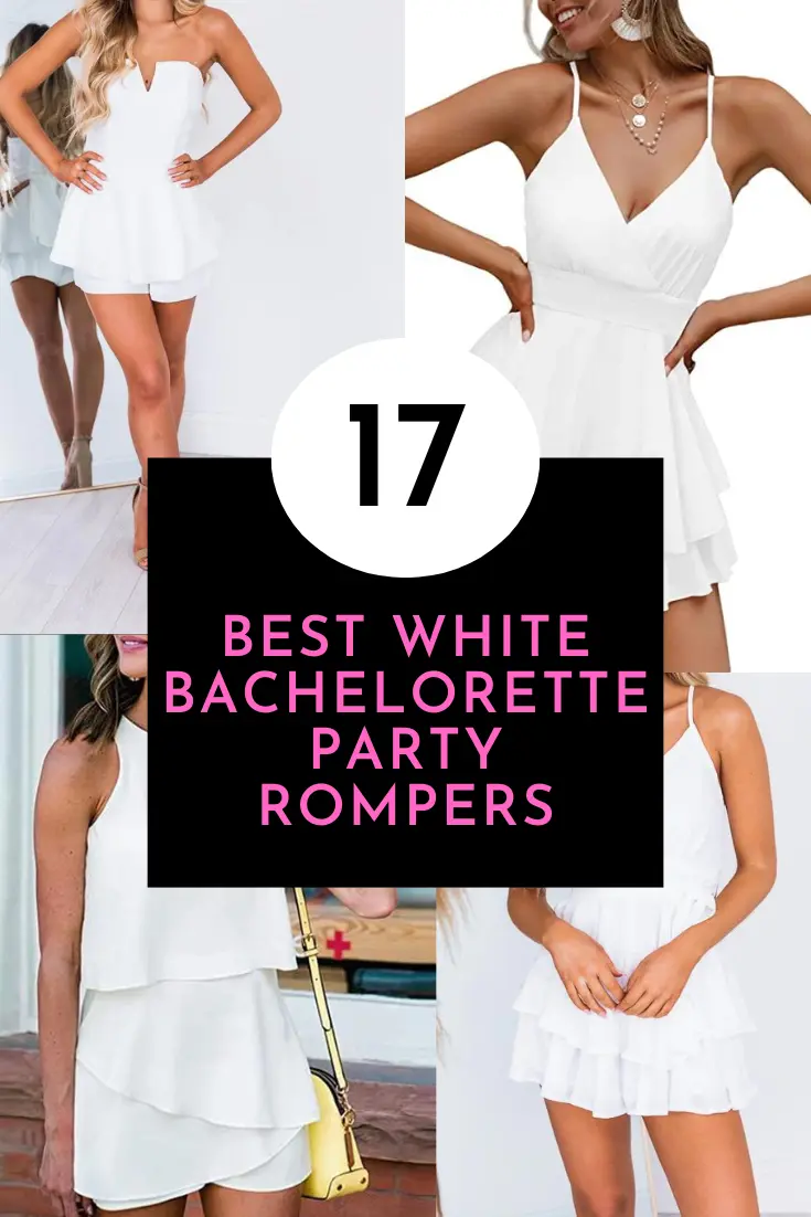 white bachelorette party rompers